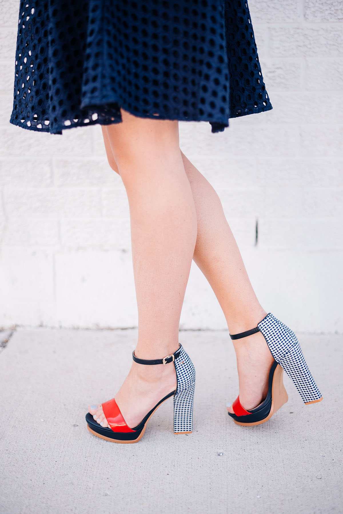 red white blue platform sandals