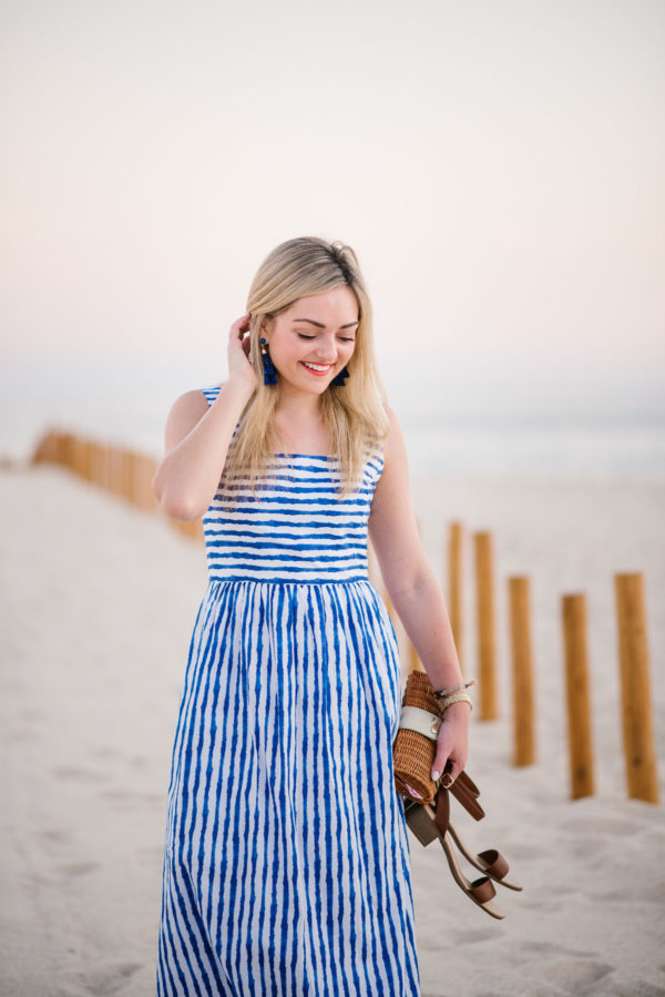 vineyard vines blue and white striped dress