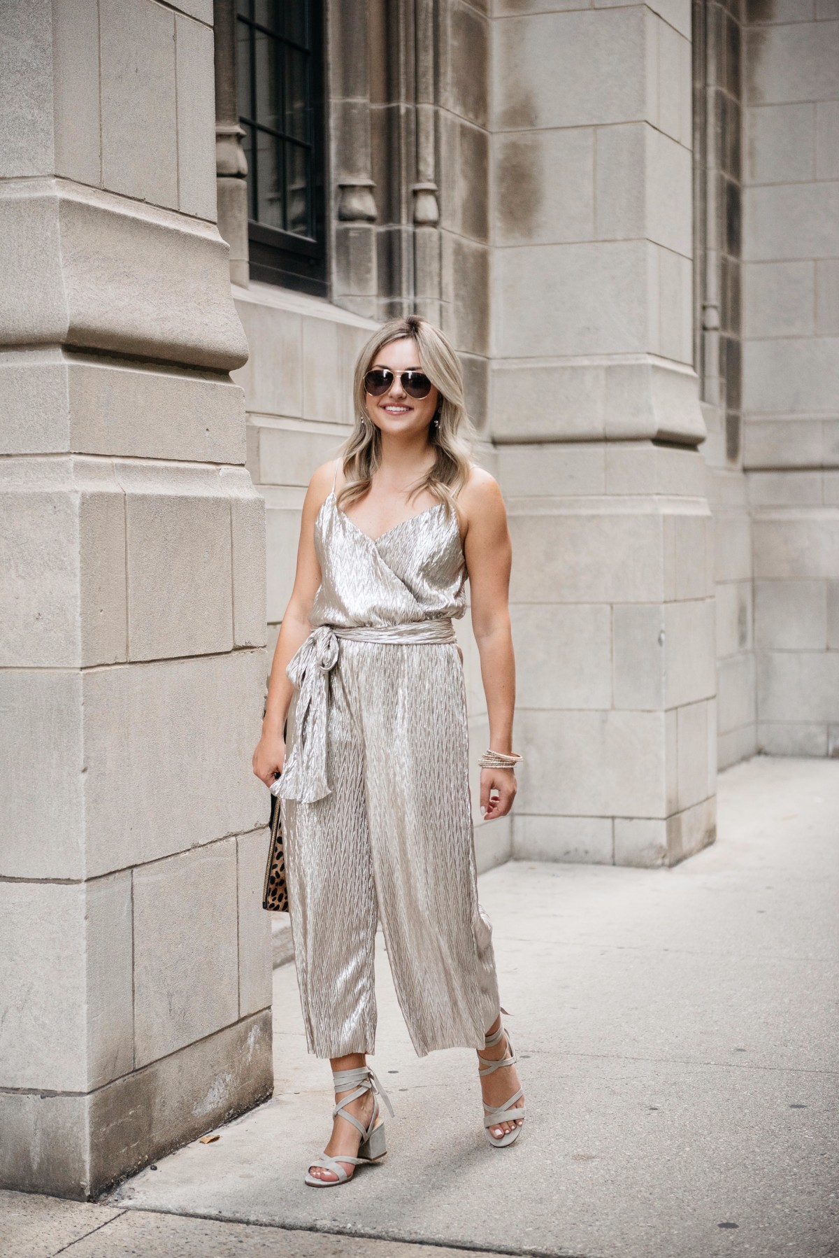 jumpsuit with block heels