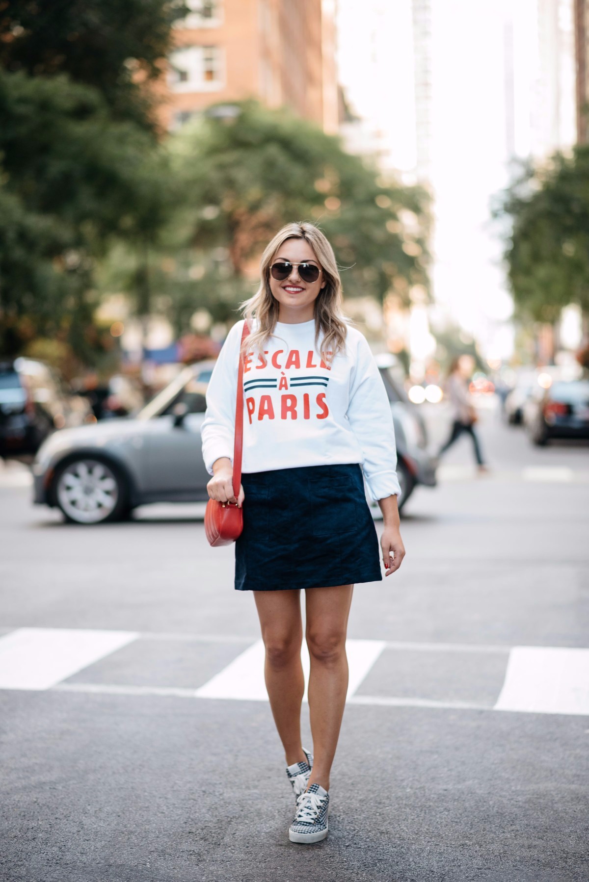 navy blue sweatshirt outfit